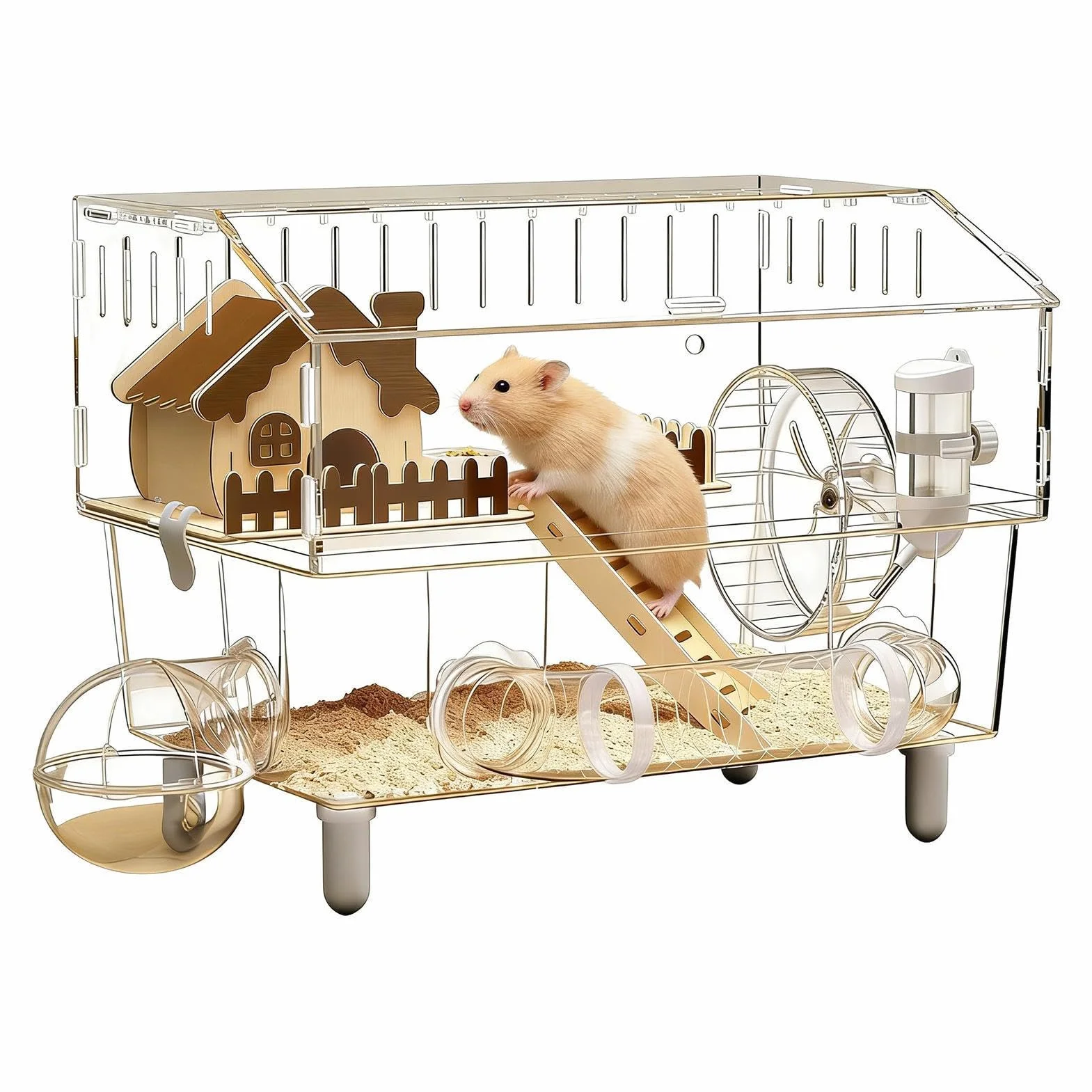 Klatka dla chomika Przezroczyste akrylowy habitat | Akrylowe Terrarium Dla Gryzoni Dla chomika, myszoskoczka, szynszyli, królika, jeża, fretki