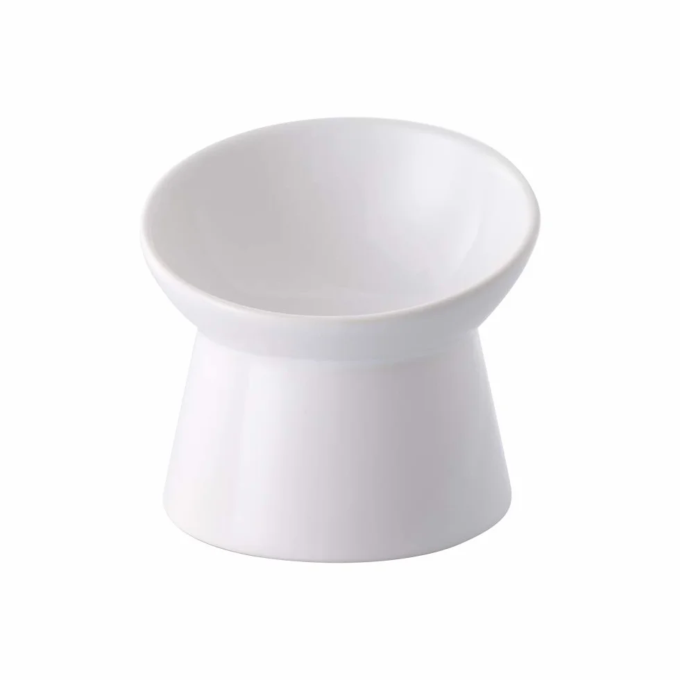 Ceramiczna miska na karmę dla kota, podwyższona, przeciw wymiotom, z nachyleniem 15°, 11 x 12 cm, miska na karmę dla kotów, 125 ml