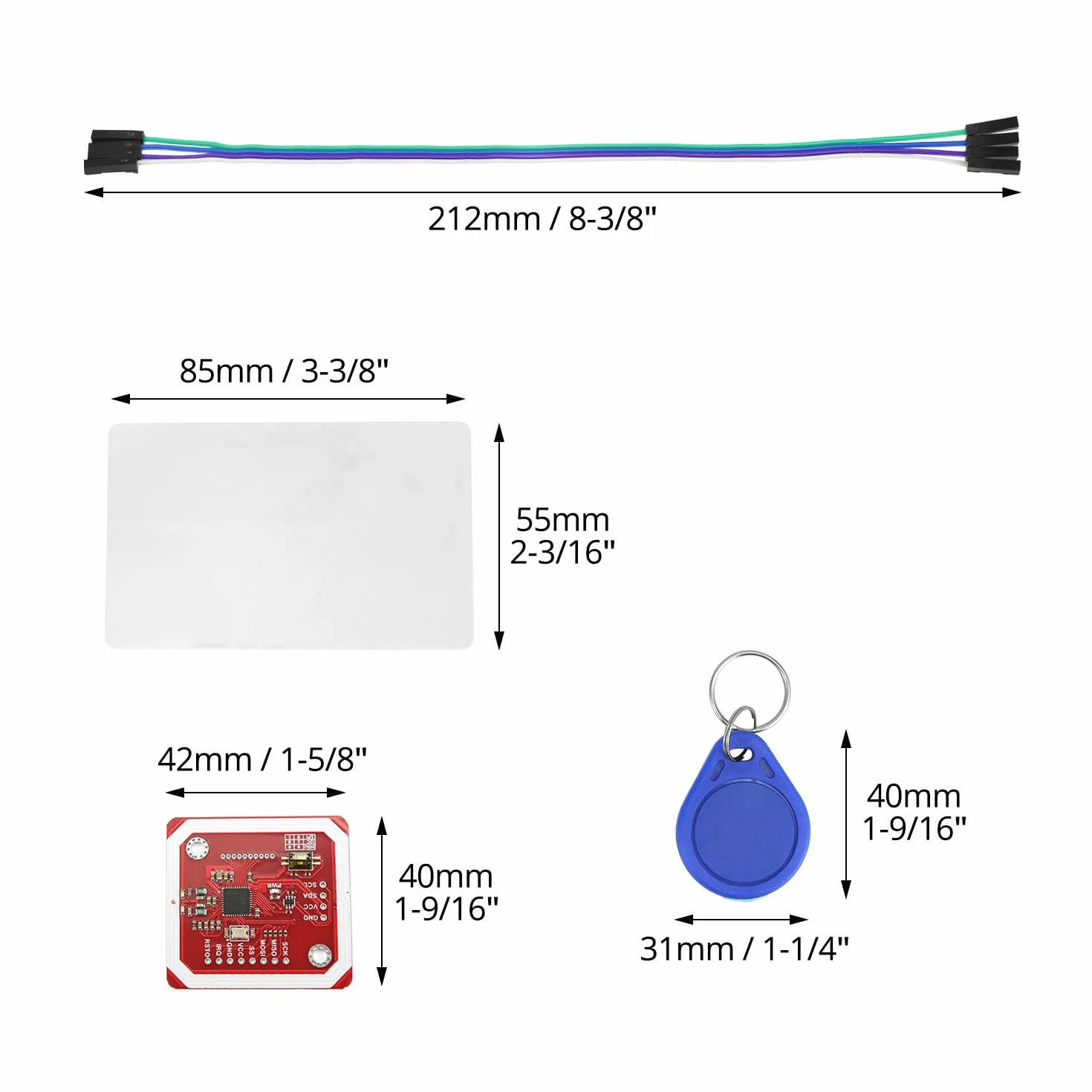 QWORK® 2 sztuki PN532 NFC RFID V3 moduł Kit, czytnik NFC i RFID z uchwytem I2C, SPI i HSU