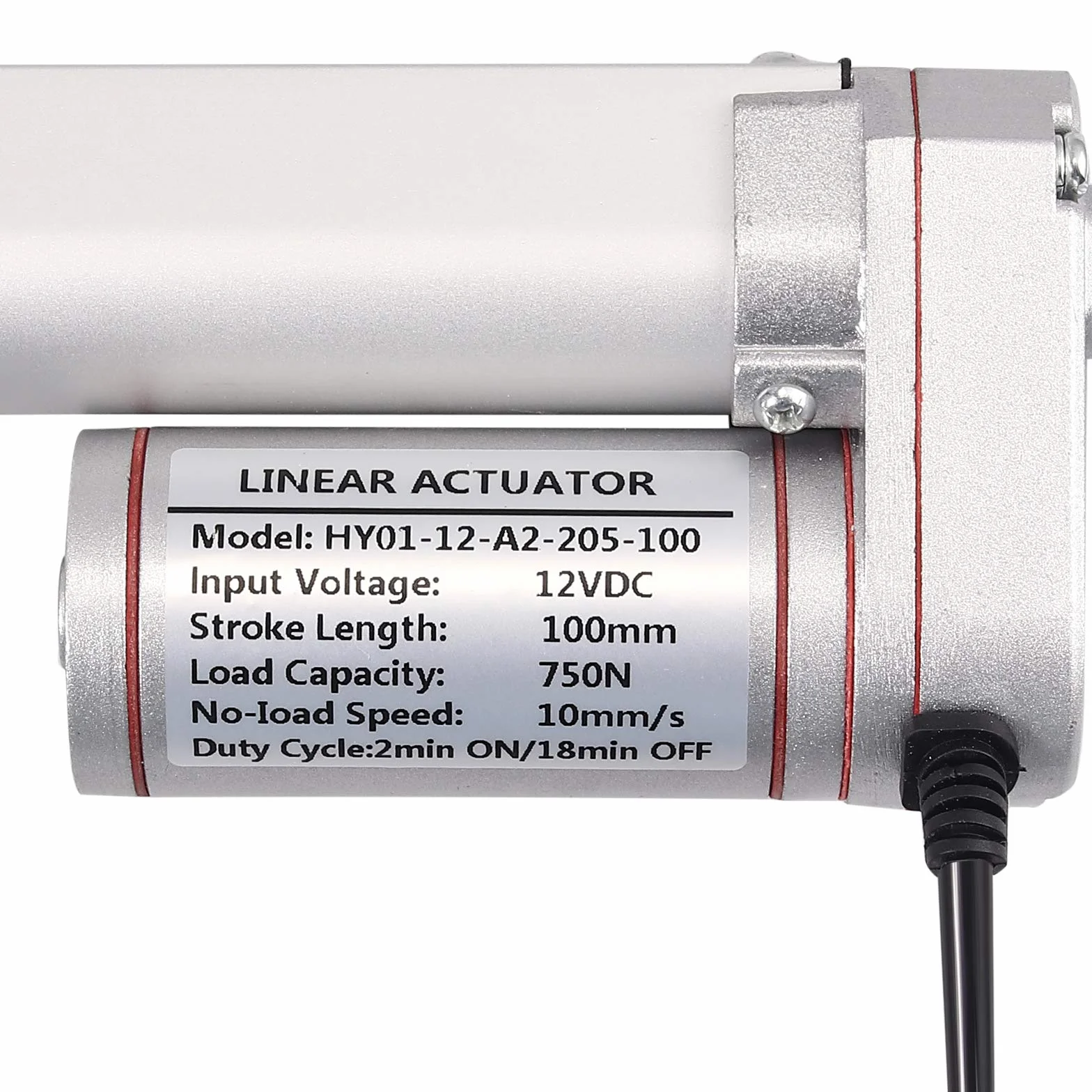 AUTOUTLET Silnik liniowy, napęd regulacyjny, otwieracz bramy, silnik liniowy DC 12 V, 750 N, 100 mm, 10 mm/s, elektryczny cylinder silnik prądu stałego z uchwytem 2 x, do mebli samochodowych itp.,