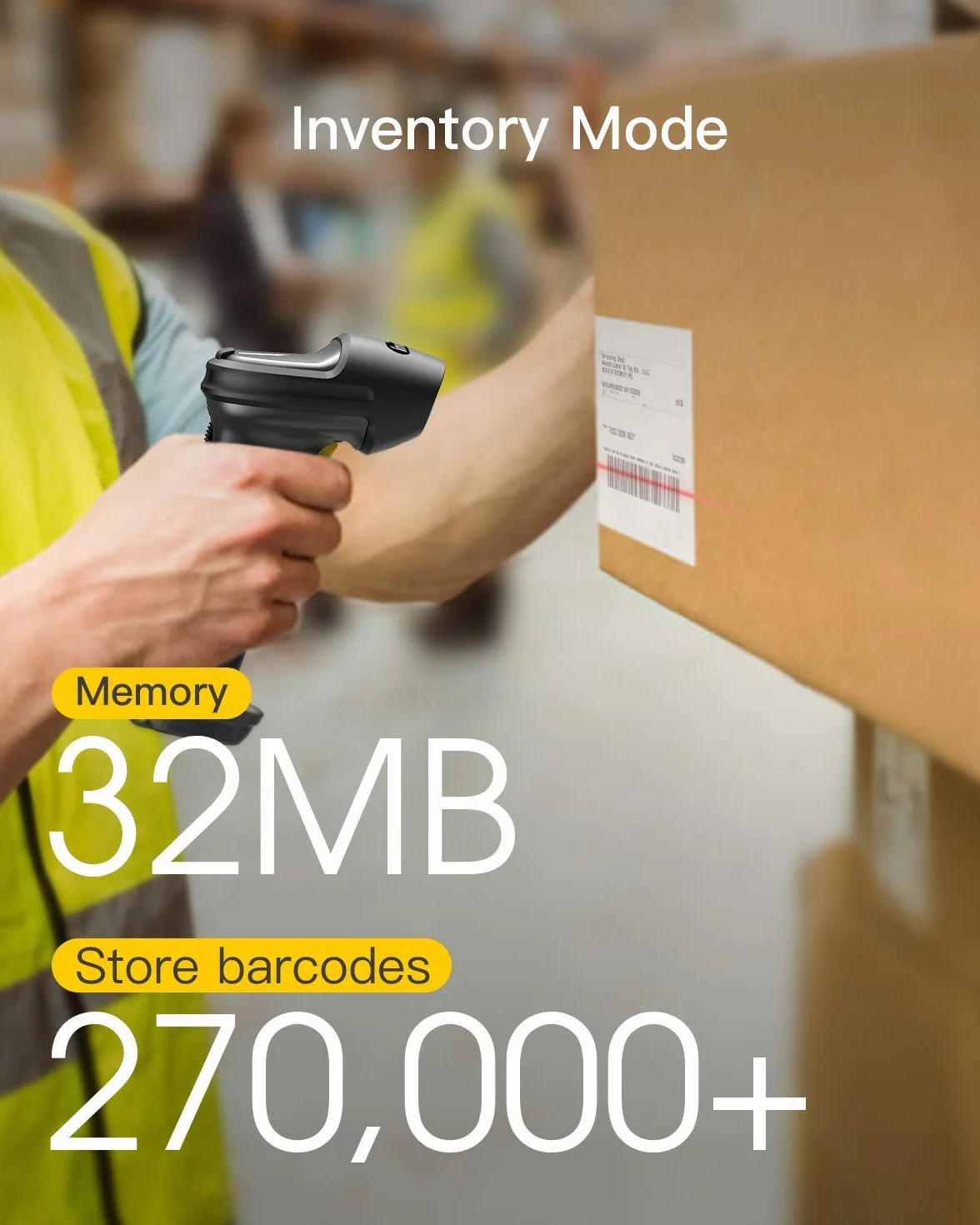 Inateck Bezprzewodowy skaner kodów kreskowych 1D Bluetooth 400 m 2600 mAh Pro 7