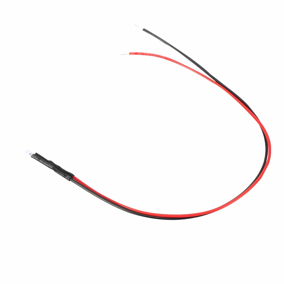 10 sztuk Czerwona Dioda LED 3mm 12V 0,06W z Przewodem 20cm Do Montażu i Naprawy w Zabawkach Samochodowych dla Dzieci