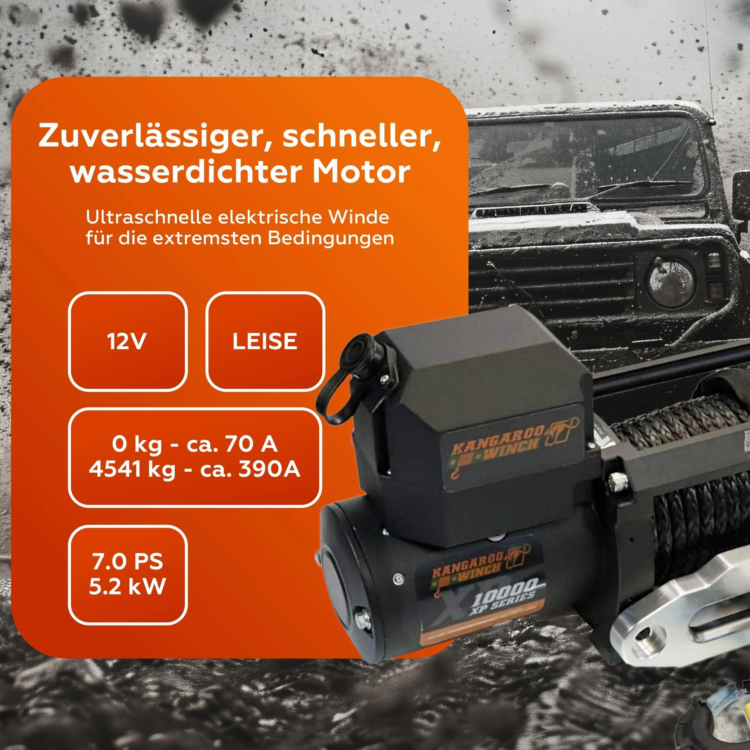 Szybka elektryczna wciągarka linowa 12 V z pilotem zdalnego sterowania – siła ciągnąca 10 000 lbs – trwała linka z tworzywa sztucznego – idealna do pojazdów terenowych – 4 x 4 do