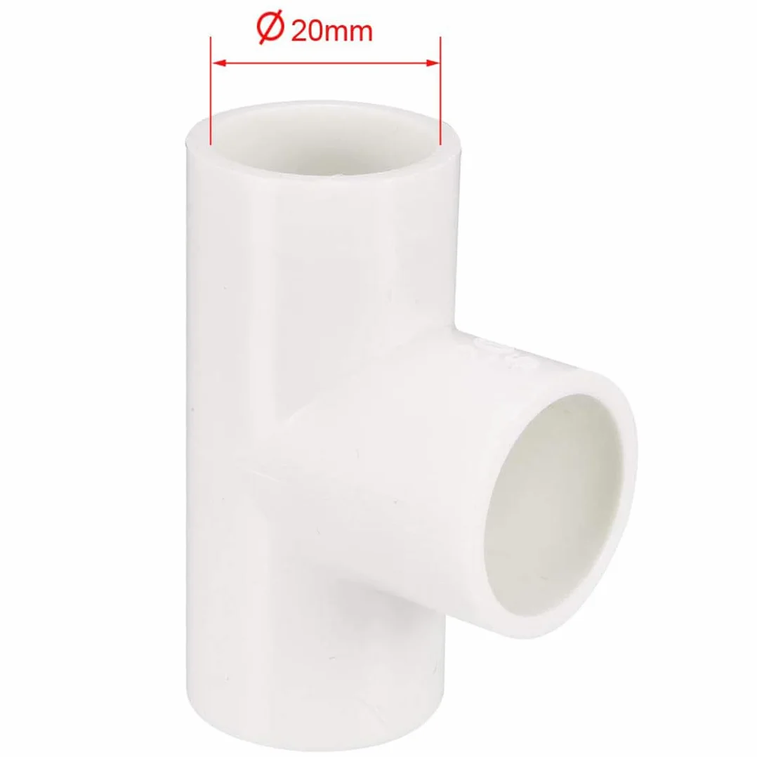 TA-VIGOR 1 szt. złączki do rur PVC 20 mm, trójnik ślizgowy w kształcie litery T, 3-drożne złącza łączące, adapter do rur wodociągowych do połączeń hydraulicznych i nawadniających, biały