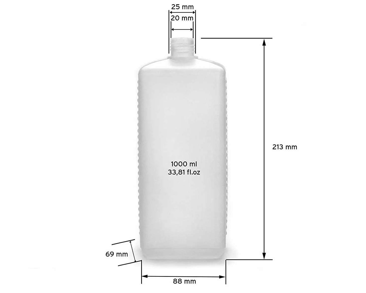 Octopus 10 x 1000 ml butelka plastikowa HDPE z czarnymi zakrętkami, puste butelka 1 l z zakręcanymi pokrywkami