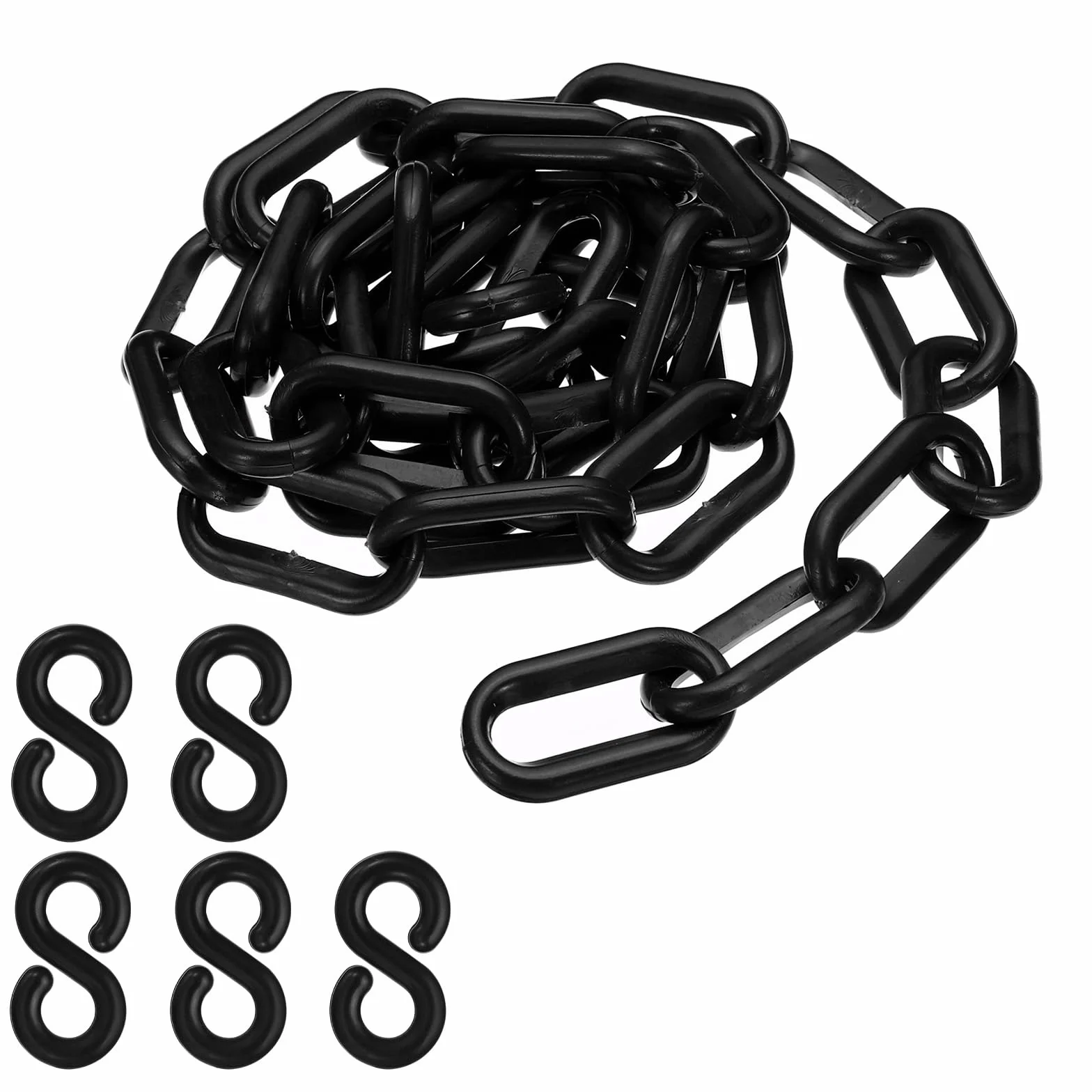 PATIKIL Plastikowy łańcuch, 3 stopy, łańcuch barierowy bezpieczeństwa do kontroli osób, 1/4 cala (6 mm) czarne połączenia łańcuchowe z tworzywa sztucznego do kolejek, parkingów, ogrodzeń