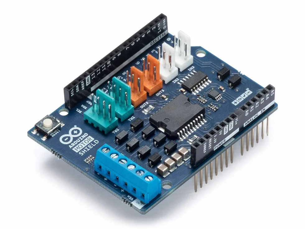 Arduino Motor Shield REV3 [A000079] – Shield do sterowania silnikami DC, serwomechanizmami i silnikami krokowymi, idealny do robotyki i projektów automatyki.