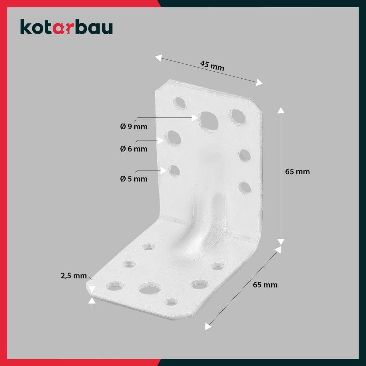 KOTARBAU® 25 szt. Kątownik Ciesielski - Łącznik Budowlany - 60 x 60 x 45 mm - Stal ocynkowana - z Przetłoczeniem - Nierdzewny