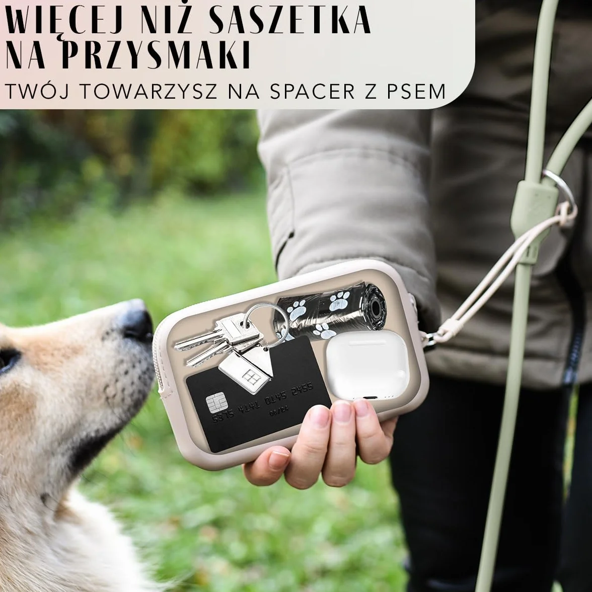 ne&no Torba na smakołyki dla psów z silikonu [ łatwa do czyszczenia ] Torba na smakołyki | Torba na przysmaki dla psów | Torba na spacer z psem