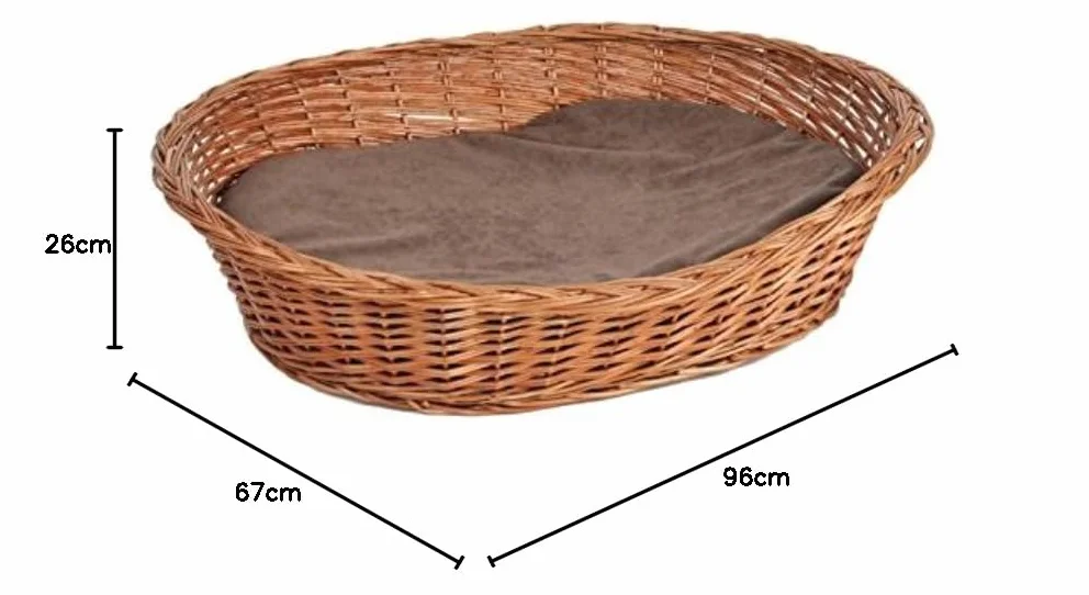 animal-design Koszyk do odpoczynku dla małych psów i kotów - kosz wiklinowy z poduszką - kosz dla psa, kosz dla zwierząt, rozmiar 4 96 x 67 x 26 cm