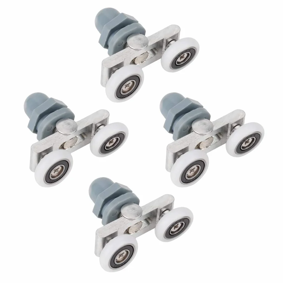 4 szt.Prysznic Drzwi Koła Rolki Trwałe Podwójne Przesuwne Rolki Koła Drzwi Łazienkowe Szklane Drzwi (23mm)