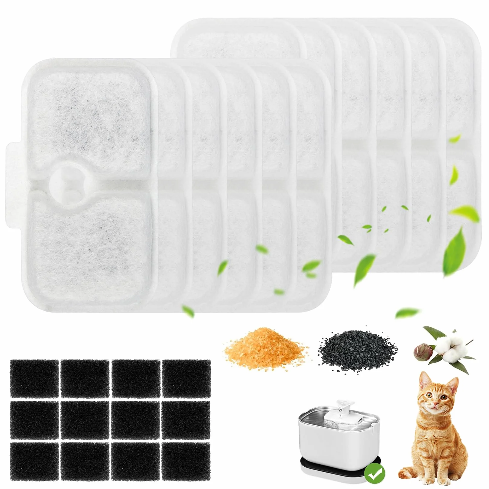 12 sztuk filtrów do filtrów Petlibro, filtry do fontanny dla kotów do Dockstream, fontanna do picia dla kotów, PLWF105/PLWF115/PLWF005, filtr zastępczy, z 12 filtrami z gąbki