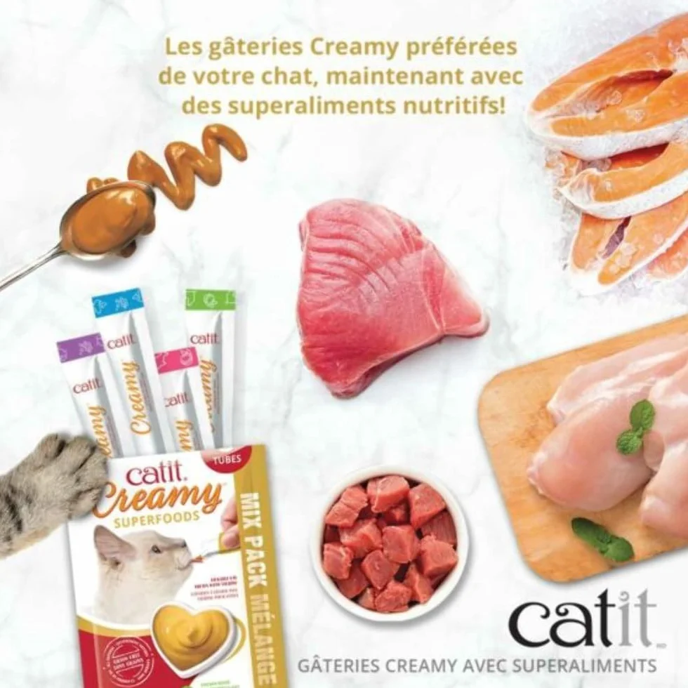 Creamy Superfood pasta do lizania dla kotów w opakowaniu zbiorczym (2 x kurczak, 2 x jagnięcina, 2 x łosoś, 2 x tuńczyk)
