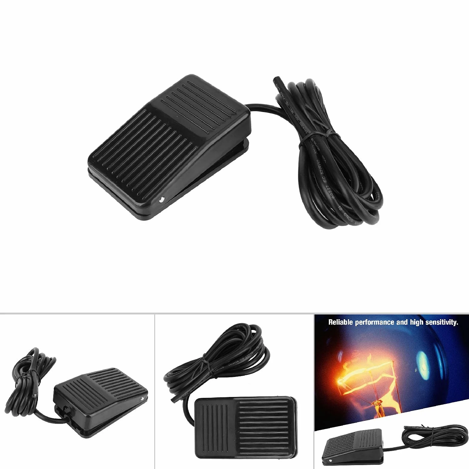 TFS-01 Przełącznik Nożny 250VAC 10A IP67 Wodoodporny Pedał ON Off Chwilowy Czarny (Długość Linki 2 Metry)