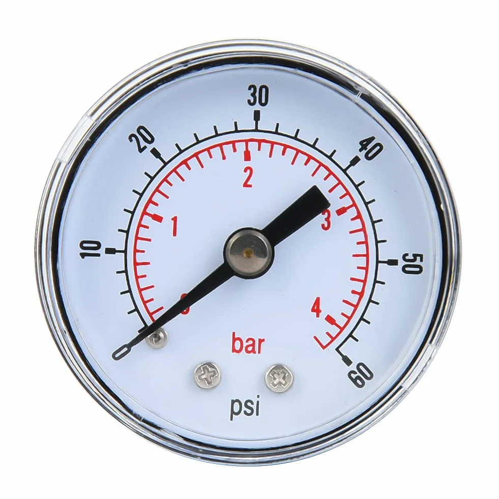 KIMISS manometr osiowy do wody olejowej 1/8 cala BSPT przyłącze tylne (0-60 psi, 0-4 barów)