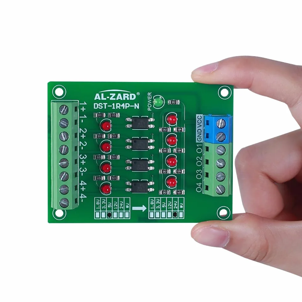 4-kanałowa płytka izolacyjna z optoizolatorami, DST-1R4P-N 5V do 24V, moduł optoizolacyjny PLC, płytka do izolacji sygnałów, mikrokomputer jednoukładowy