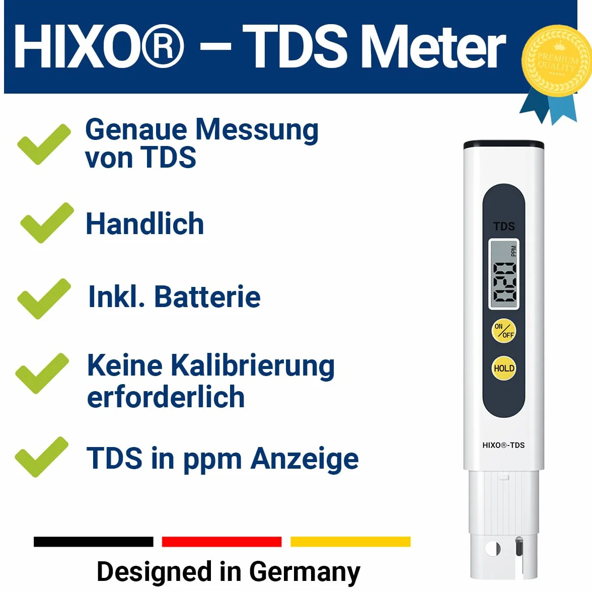 miernik TDS z sondą tytanową tester wody do wody pitnej, osmozy, akwarium, hydroponiki