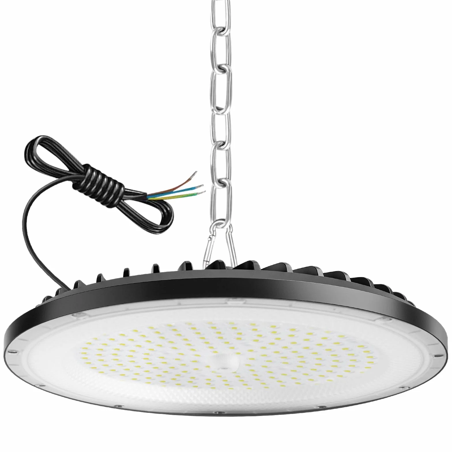 100W UFO LED High Bay Light, 15000 lm, 6000K zimna biel UFO LED lampa warsztatowa, wodoodporna lampa IP65, odpowiednia do fabryk, garaży i magazynów (1 opakowanie, 100 W)