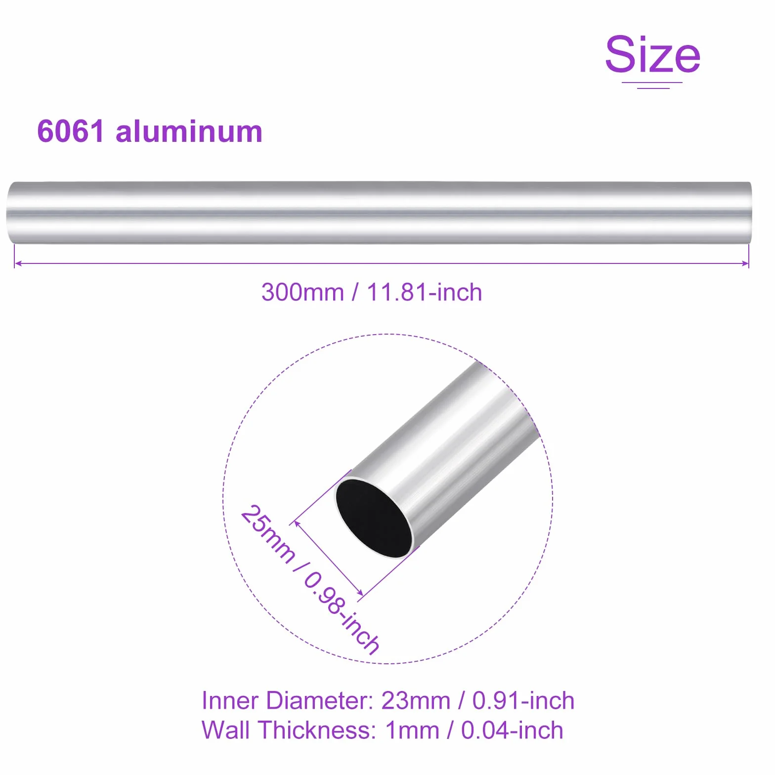 DMiotech (25 mm średnica zewnętrzna x 23 mm ID) 6061 aluminiowa okrągła rura o długości 300 mm przemysłowe metalowe rury do budowy ram maszyn projekty DIY