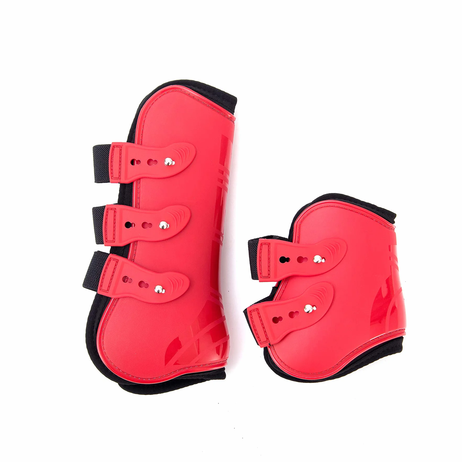 Ochraniacze na nogi dla koni, zestaw 4-częściowy, ochrony ścięgien, ochrony stawu skokowego, ochrony przed skokami konia, do przodu i tyłu, para, trwała, elastyczna, powłoka PU, neopren