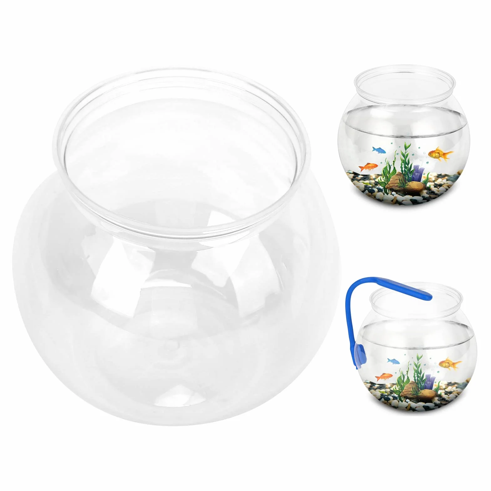 Mini Zbiornik na Ryby, Klasyczna Miska na Ryby w Stylu Bębna, Przezroczysta Plastikowa Okrągła Miska, Akwarium Widok 360°, Centralny Element Akwarium lub Terrarium