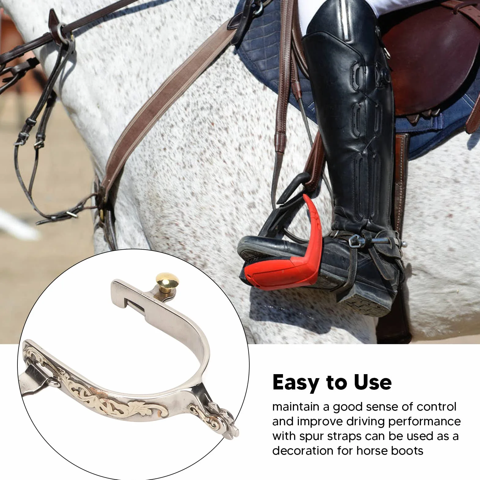 Focket Western Cowboy Spurs, 1 para ostróg ze stali nierdzewnej z obrotowym kołem zębatym, retro, dobre wykonanie, dla mężczyzn i kobiet, do jazdy konnej