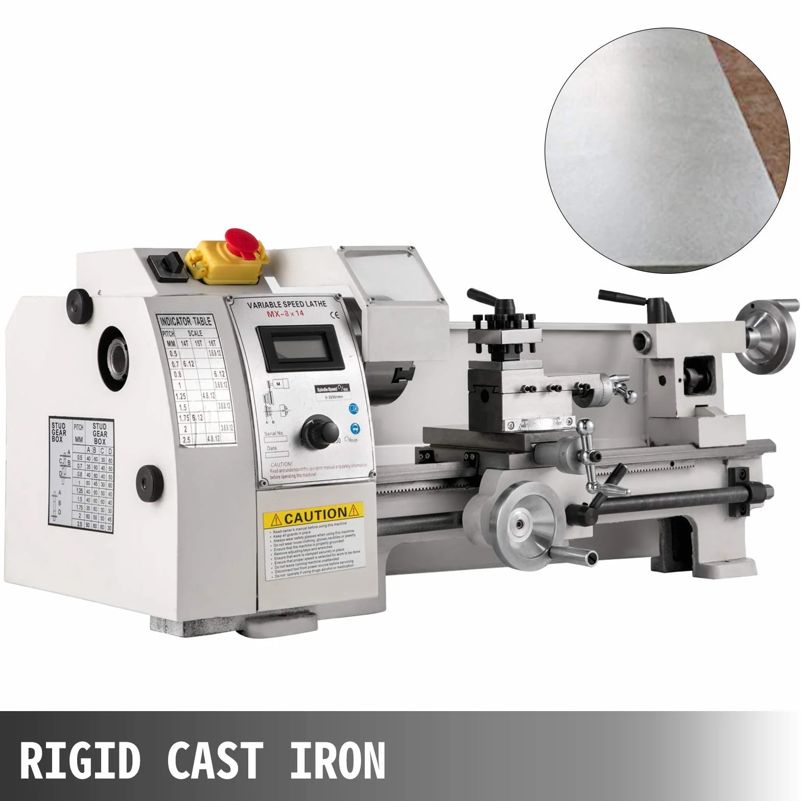VEVOR Tokarka do metalu, 650 W, format mini, małe wymiary 210 x 350 mm, z zakresem gwintu 10–44 TPI