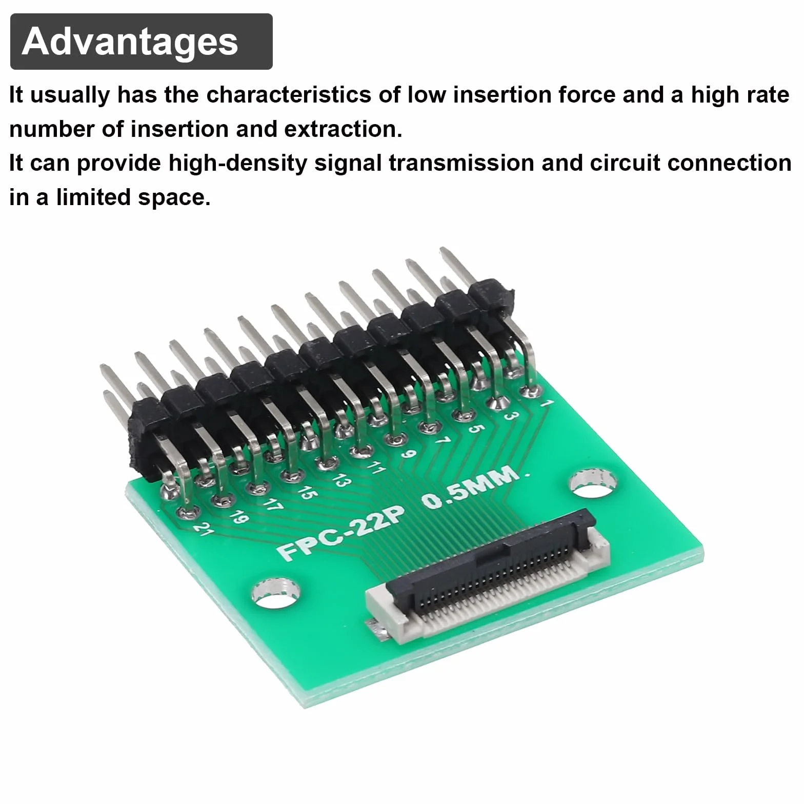 QUARKZMAN Złącze FFC FPC 22 piny 0,5 mm gniazdo 2,54 mm adapter kąt prosty konwerter PCB