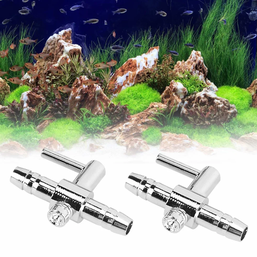 Fdit 5 szt. dystrybutor powietrza do akwarium, jednogłowicowy rozdzielacz powietrza, stal nierdzewna, dźwignia regulacji przepływu powietrza, zestaw zaworów, pompa tlenowa, zawór węża powietrznego