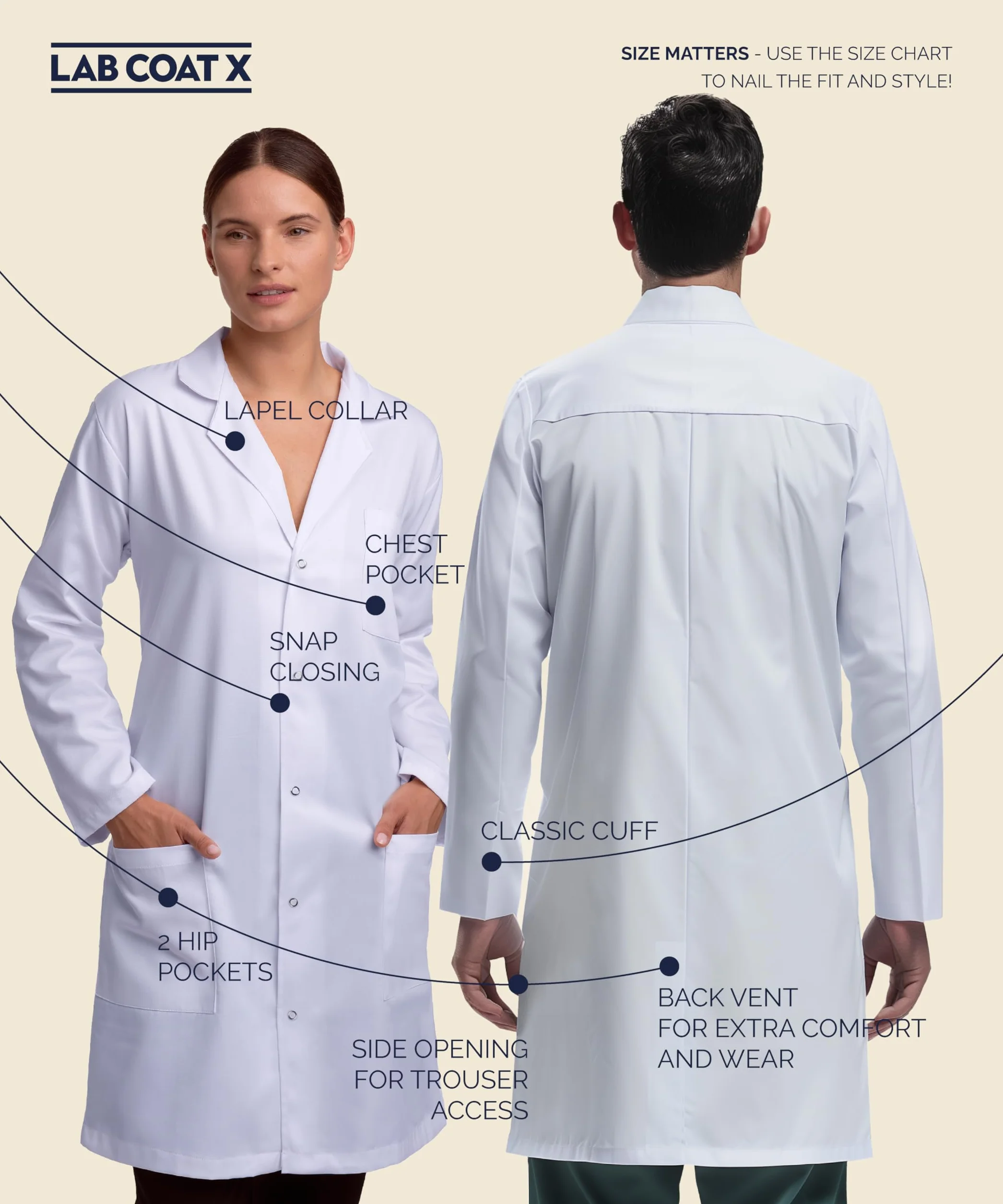 Fartuch laboratoryjny 100 cm Czarny L