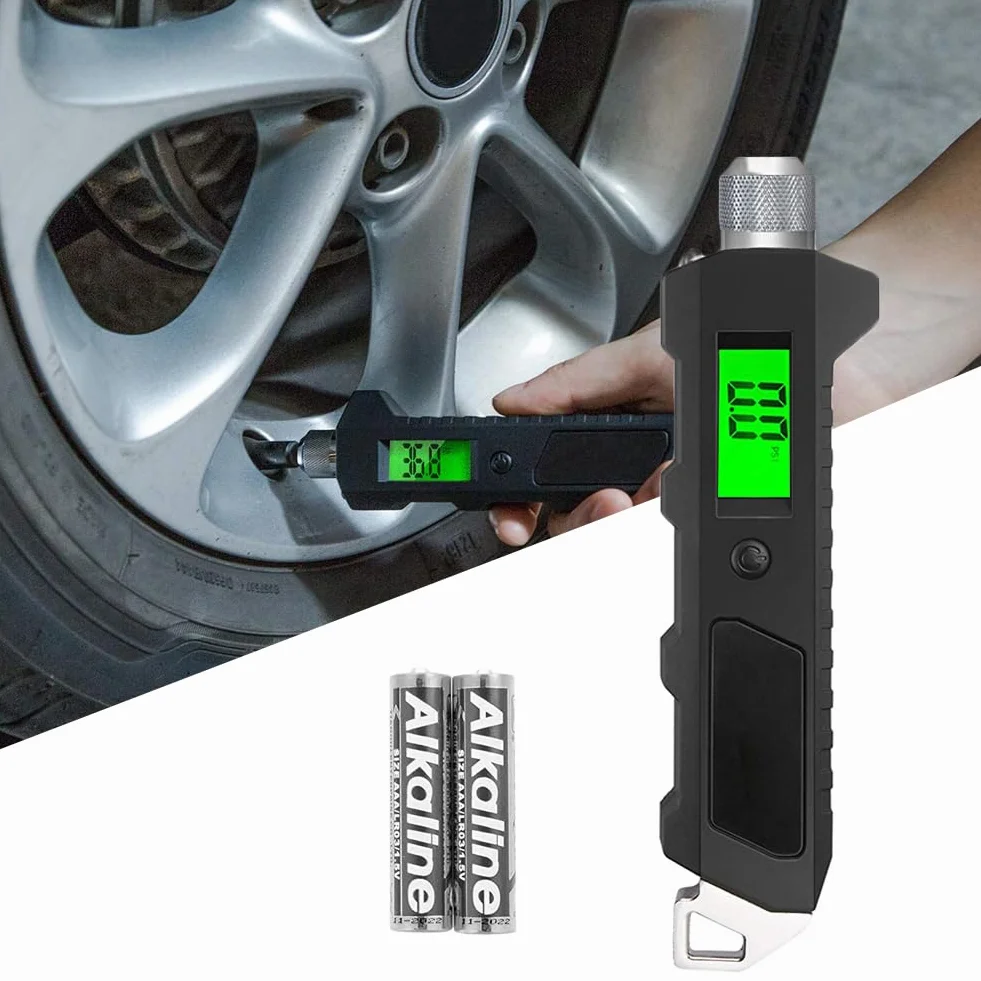 Manometr Do Pomiaru Ci?nienia W Oponach - Elektroniczny Manometr Ci?nienia W Opónach,Wy?wietlacz Pod?wietlany Antypo?lizgowy Chwyt 16 do Roweru Samochodu Ci? ?arówki Naprawa Konserwacja