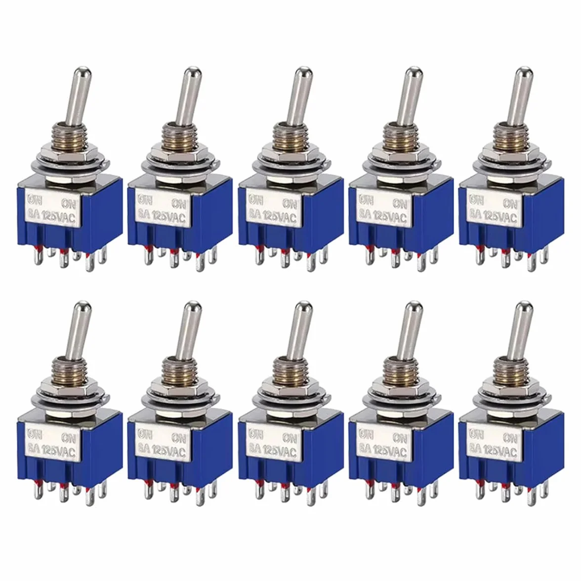 Hailege 10pcs AC 125V 6A DPDT Toggle Switch MTS202