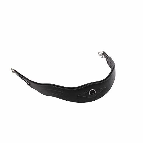 QHP Pas siodłowy skóra anatomicznie ukształtowany luksusowe ozdobne szwy D-ring (145 cm, czarny)
