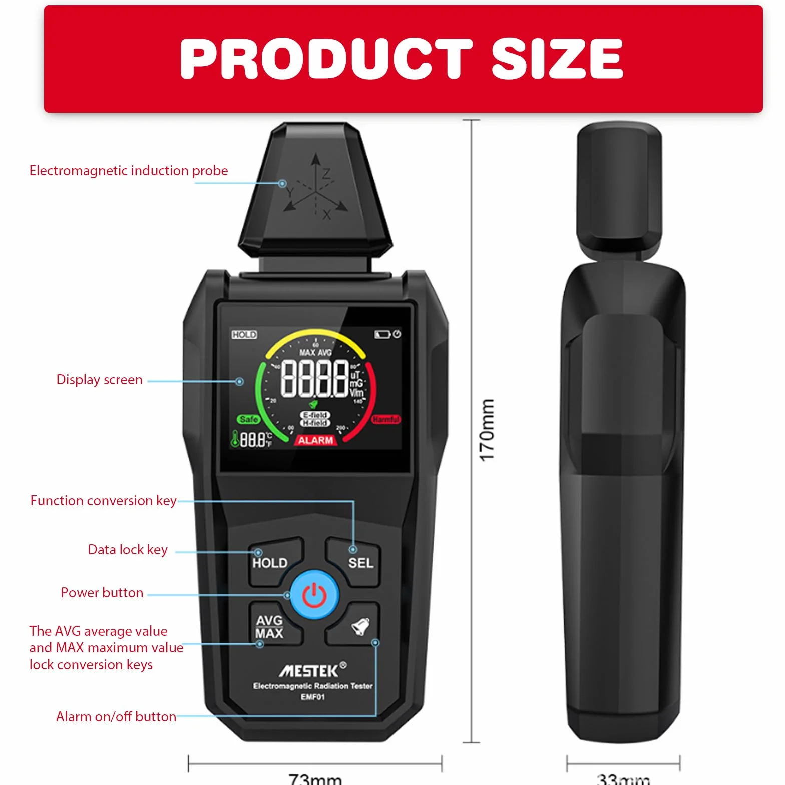 EMF miernik promieniowania elektromagnetycznego 5 w 1 cyfrowy detektor EF MF RF do WiFi 5G