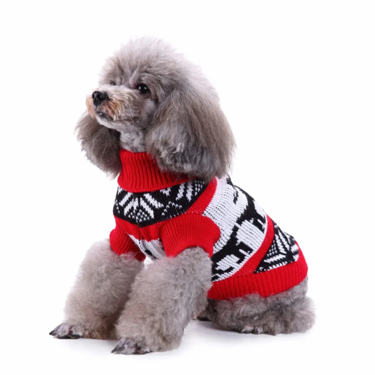 ORFOFE Sweter Dla Psa z Turtleneckiem Motyw Świąteczny Czerwony Sweter Zimę Xl Idealny Festiwale i Imprezy z Pupilem Wygodny i Łatwy Praniu Doskonały Świąteczne Zdjęcia