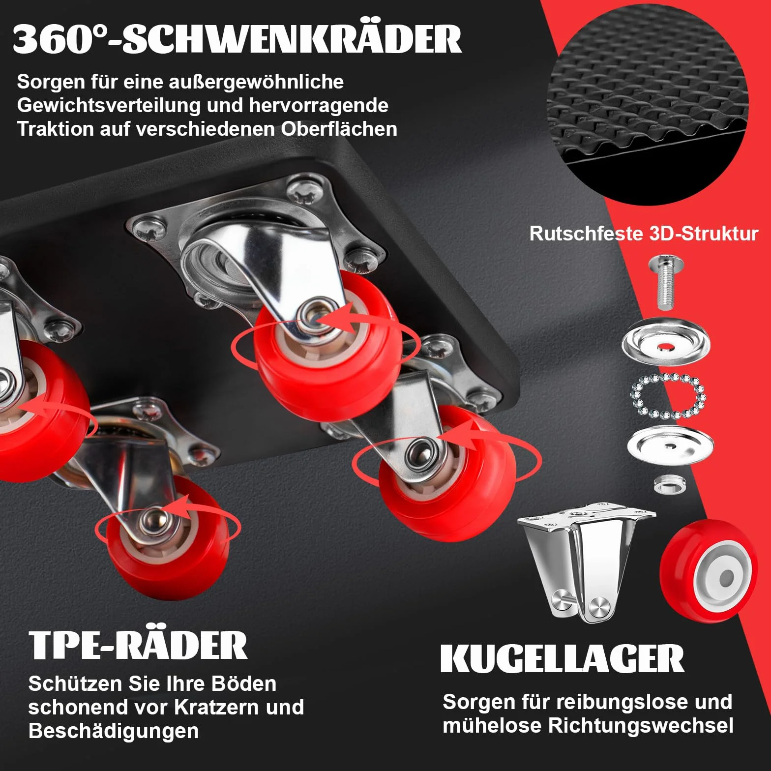 Wózek meblowy na kółkach, wytrzymały wózek meblowy z 4 kółkami, nośność 350 kg, obracany o 360 stopni, łącznie z podnośnikiem do mebli, do sofy, szafy, szafy