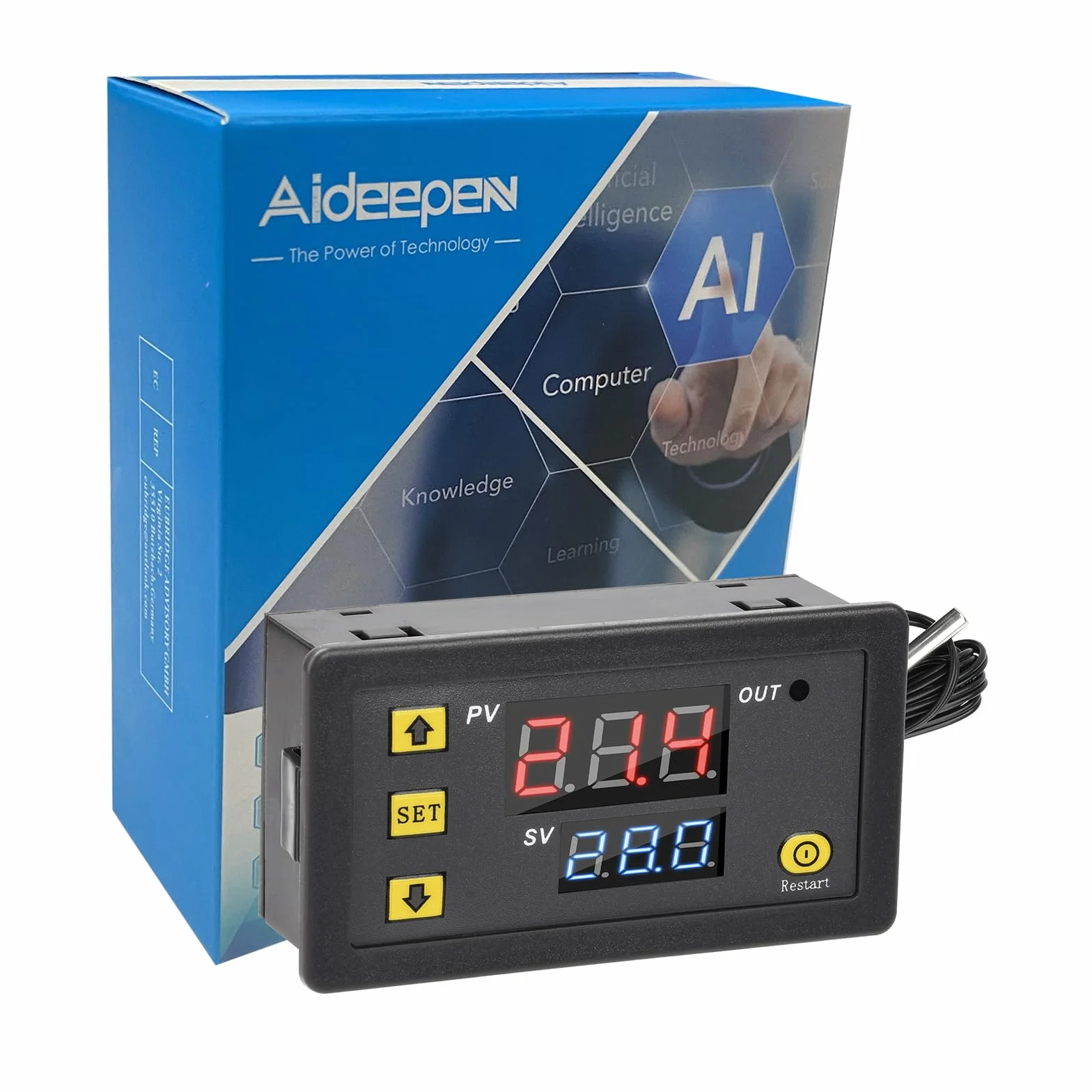 Aideepen W3230 20A 12V cyfrowy termostat, cyfrowy regulator temperatury, regulator sterowania ogrzewaniem i chłodzeniem, termometr, instrument