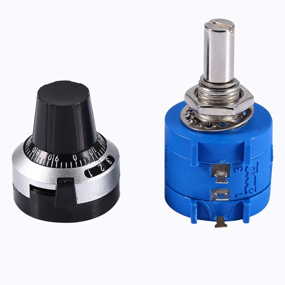 Keenso Precyzyjny Potencjometr 10K Ohm 3590S-2-103L Obrotowy z Przyciskiem