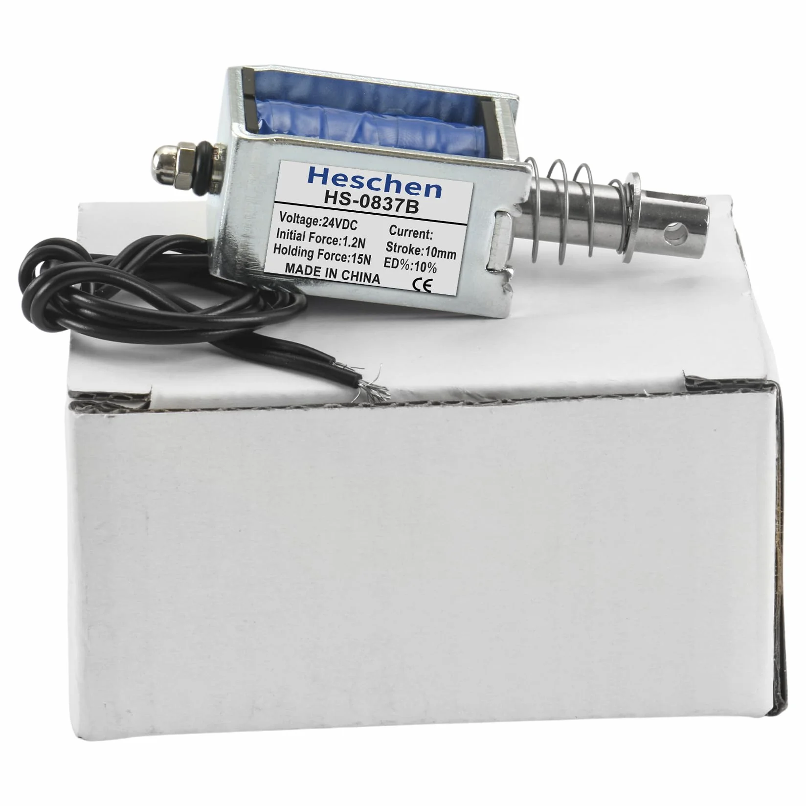 Hechen elektromagnes elektromagnetyczny, HS-0837B, DC24V 1.4A 15N, skok 10mm, zamek do drzwi z otwartą ramą typu Push Pull