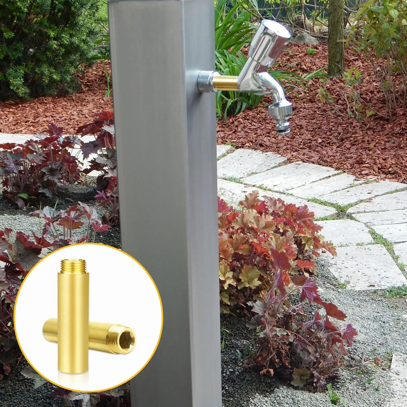 Mosiężne przedłużenie kranu 1/2 cala x 100 mm DN15 złączka gwintowana