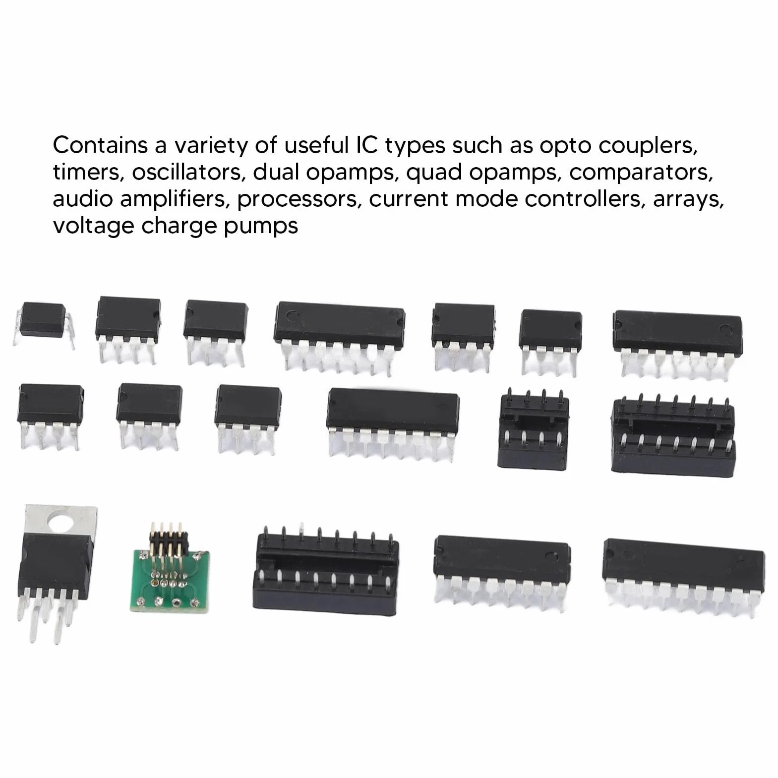 Zestaw Asortymentowy IC Opamp Oscillator – 150 szt. Zintegrowany Zestaw Układów Scalonych XL, Chipy i Gniazda do Sprzętu Elektronicznego