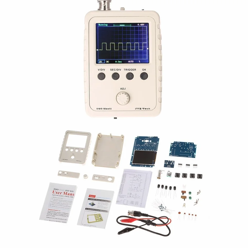 DollaTek DSO150 cyfrowy oscyloskop pow?oki 2,4 cala TFT 1 Msps DIY obudowa zestaw sondy elektroniczny trening zestaw DIY