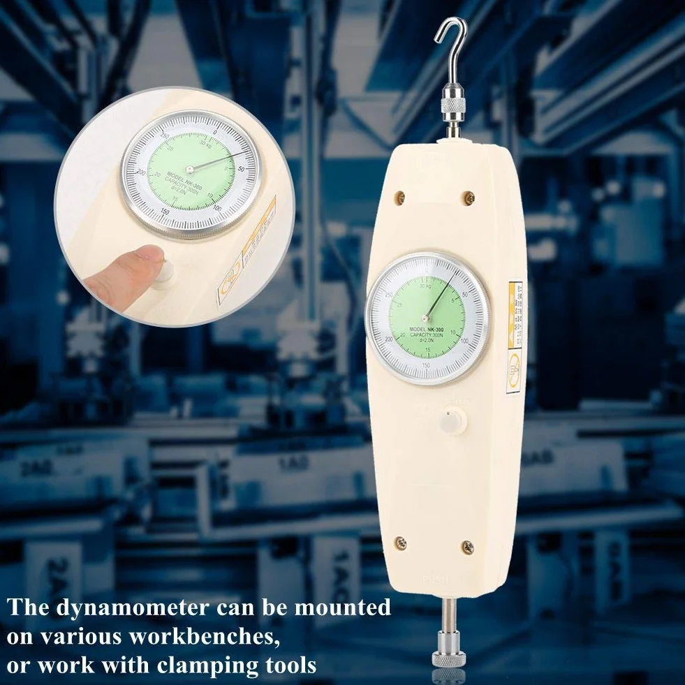 Dynamometr, analogowy dynamometr 300N do pomiaru siły Tester Przyrząd do pomiaru siły ciągnięcia i pchania do pomiaru siły urządzeń elektrycznych, sprzętu, części samochodowych, przemysłu lekkiego, maszyn