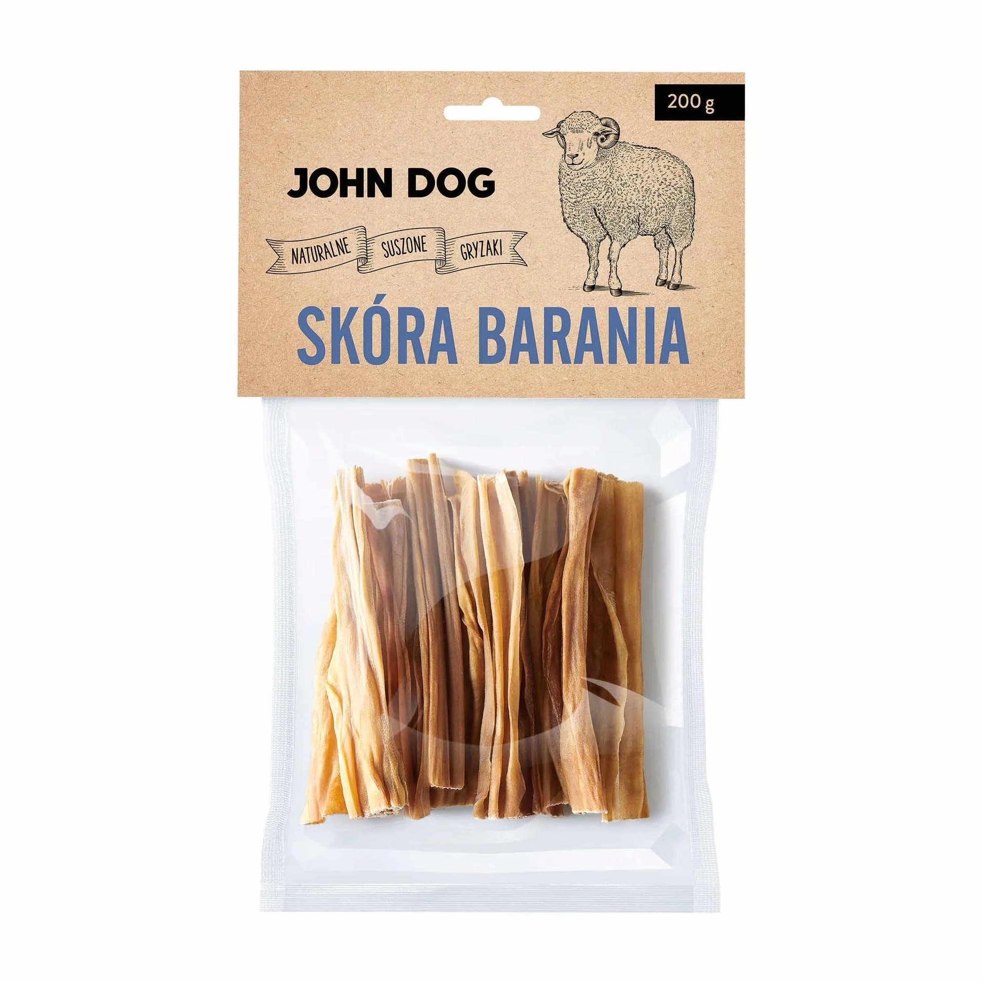JOHN DOG suszony gryzak dla psa skóra barania 200 g