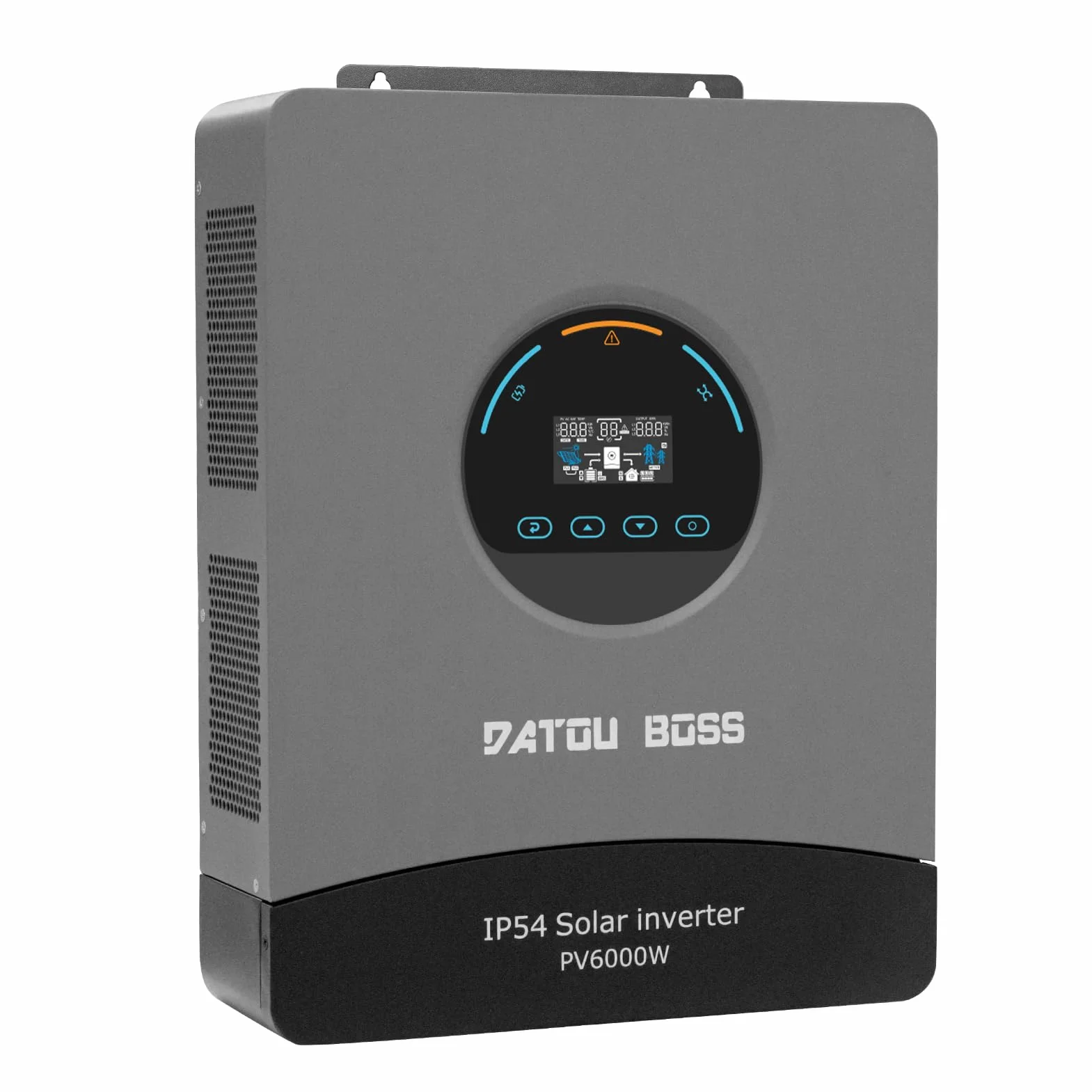 DATOUBOSS 6200W Hybrydowy Falownik 48V Czysty Sinus, Hybrydowy Falownik Solarny 48v, 48v DC Na 220v/230v AC, Z Regulatorem ładowania Solarnym 120A MPPT, Obsługa Pracy Bez Baterii, System Ochrony BMS