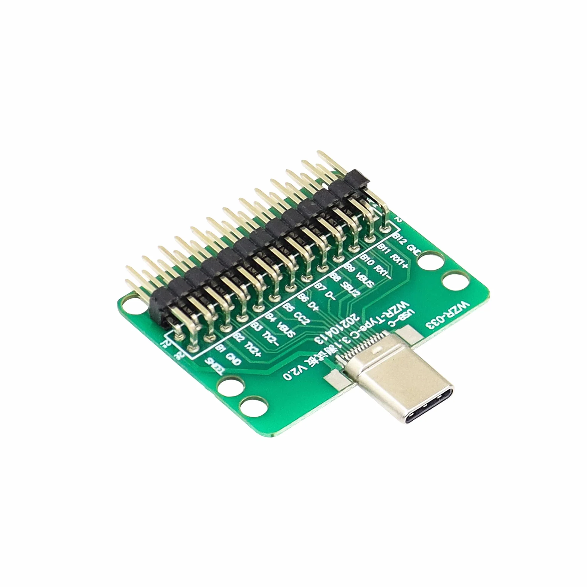 QIANRENON Type-c żeńska płytka testowa PCB dwustronna 2 x 13p wygięty pin płytka rozbijająca linia danych testowa prototypowanie i połączenie płyty prototypowej.