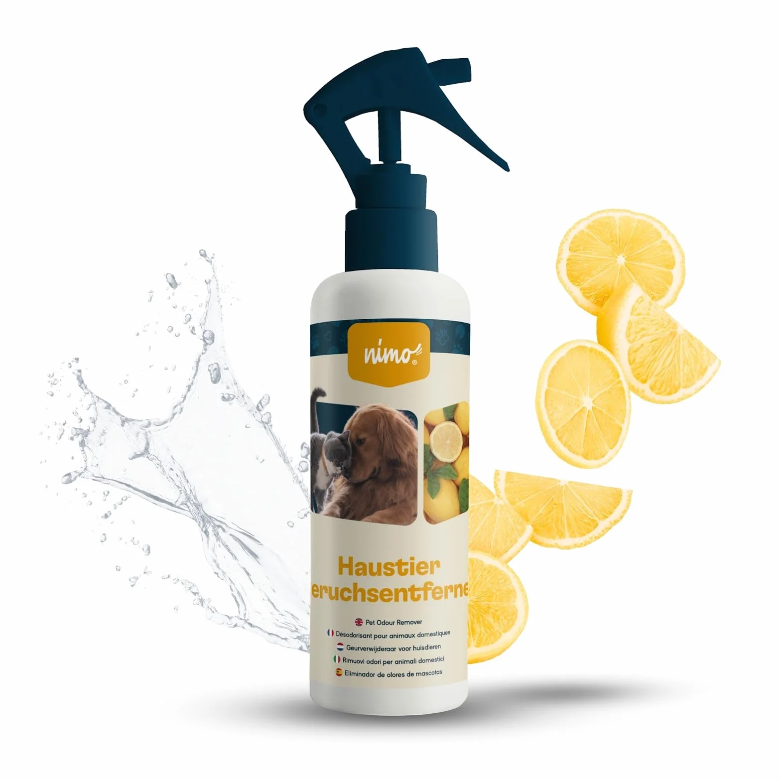 nimo® Środek do usuwania zapachów dla zwierząt domowych | neutralizator zapachów w sprayu przeciwko nieprzyjemnym zapachom | skuteczny środek do usuwania zapachów do całego gospodarstwa domowego |