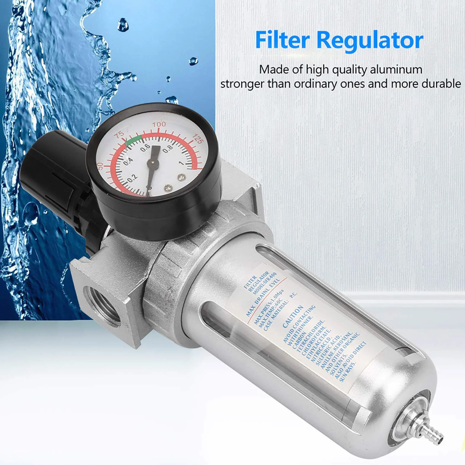 Regulator filtra powietrza 1/2 BSP pułapka na wilgoć regulowana kontrola ciśnienia aluminiowa membrana