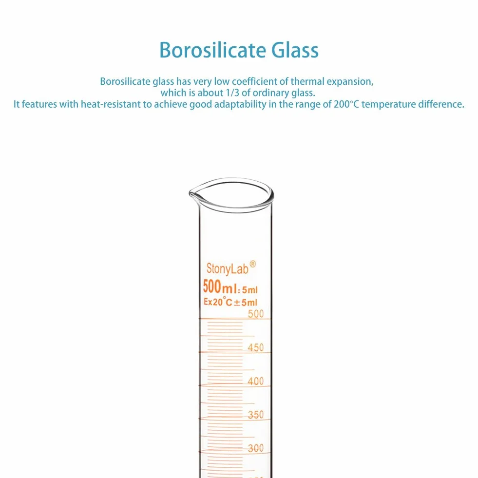 Cylinder pomiarowy szklany 500 ml szkło borokrzemowe