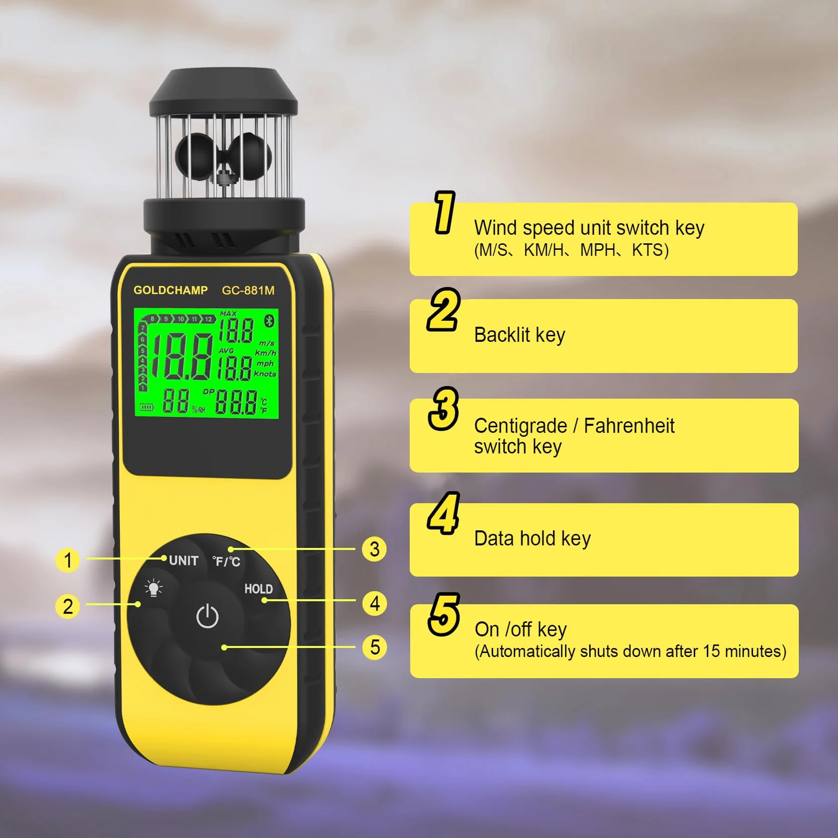 Anemometr TESTO, cyfrowy miernik wiatru z kierunkiem 360°, pomiar prędkości 0,7 ~ 42 m/s, prędkość powietrza, kompas, temperatura (℃/℉), MAX/AVG HVAC, żeglowanie, strzelanie